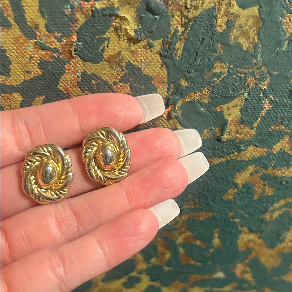 Gold-Tone Twisted Rope Knot Stud Earrings - Women Jewelry